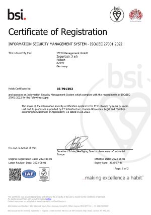 Certificates: ISO/IEC 27001:2022