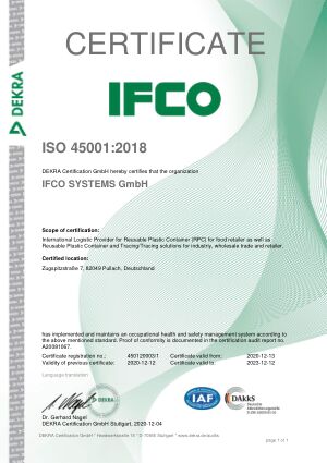 Certificates: ISO 45001: 2018