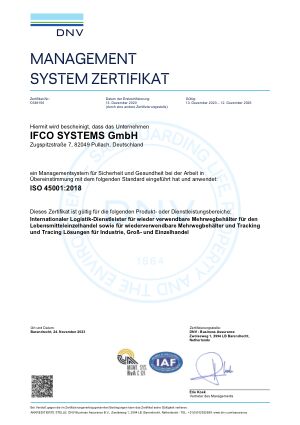 Certificates: ISO 45001:2018
