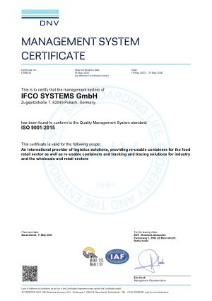 Certificates: ISO 9001: 2015